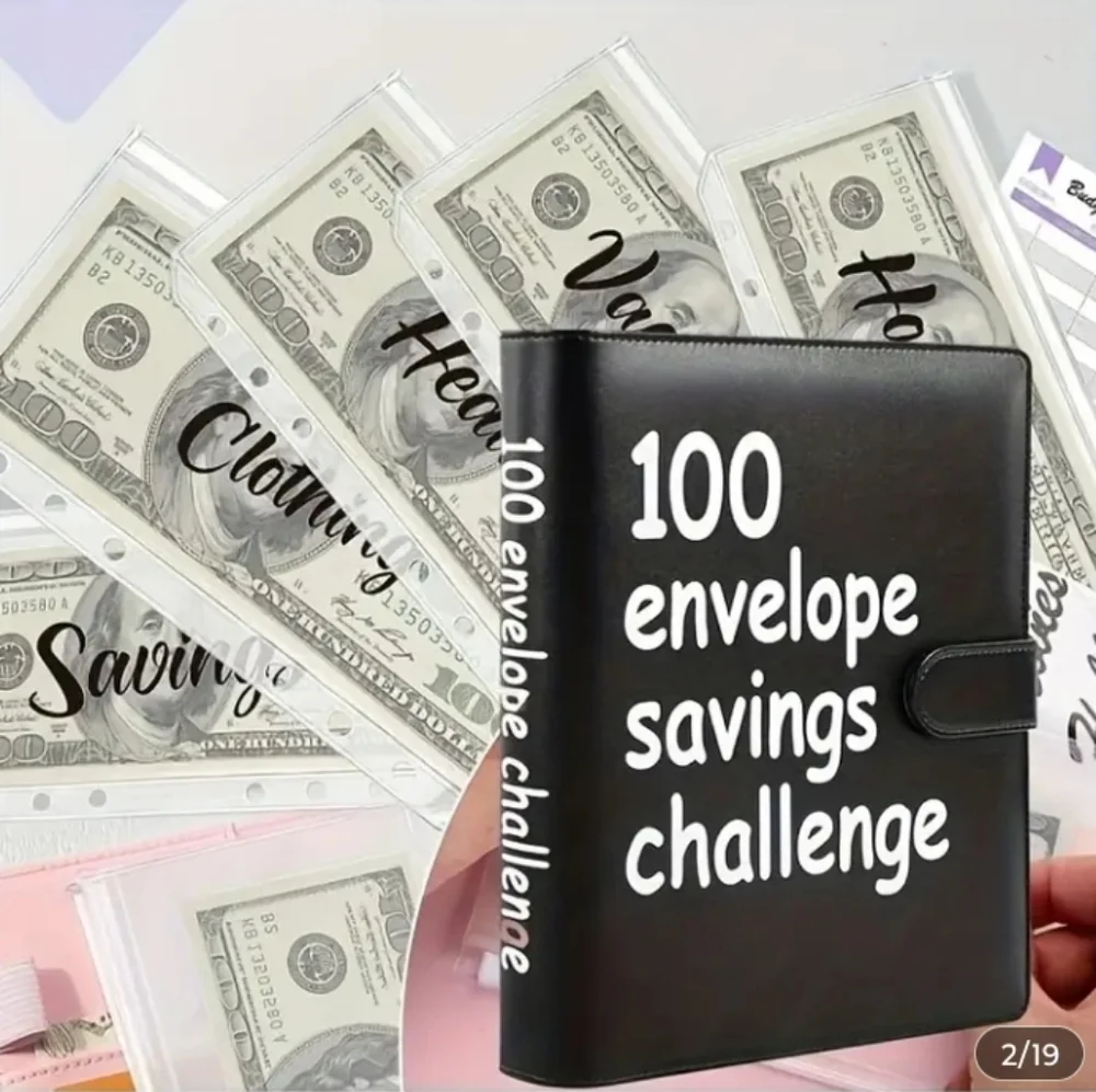 Budget Planner 100 Envelope Savings Challenge Binder - Dark Green